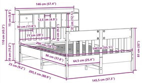 Σκελετός Κρεβατιού Χωρίς Στρώμα 140x200 εκ Μασίφ Ξύλο Πεύκου - Καφέ