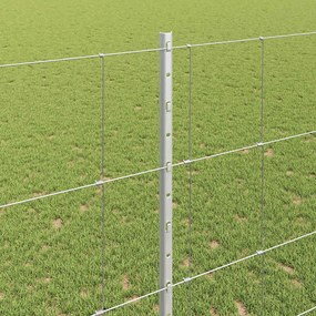 vidaXL Εξωτερική άγρια περίφραξη με στήλες 50 x 1,4 μ Ασημί Δίχτυ