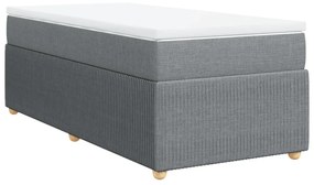 vidaXL Κρεβάτι Boxspring με Στρώμα Ανοιχτό Γκρι 90x200 εκ. Υφασμάτινο