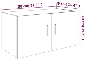 Ντουλάπι Τοίχου Γκρι Sonoma 80 x 39 x 40 εκ. από Επεξεργ. Ξύλο - Γκρι