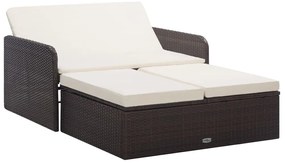 vidaXL Σετ Καναπέ Κήπου 2 τεμ. Καφέ από Συνθετικό Ρατάν με Μαξιλάρια