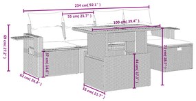 Σετ Καναπέ Κήπου 6 τεμ. Μπεζ Συνθετικό Ρατάν με Μαξιλάρια - Μπεζ