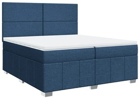 Κρεβάτι Boxspring με Στρώμα Μπλε 200x200 εκ. Υφασμάτινο - Μπλε