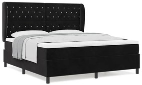 vidaXL Κρεβάτι με ελατήρια με στρώμα Μαύρο 180 x 200 cm Βελούδο