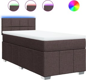 vidaXL Κρεβάτι Boxspring με Στρώμα Σκούρο Καφέ 100x200 εκ. Υφασμάτινο