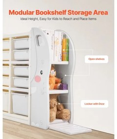 VEVOR 4-Tier Kids Toy Storage with 10 Plastic Movable Bins Elephant-Shape