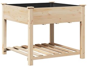 vidaXL Γλάστρα Κήπου με ράφι Μπεζ 90 x 90 x 76.5 εκ Στερεό ξύλο έλατου