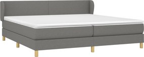 vidaXL Κρεβάτι Boxspring με Στρώμα Σκούρο Γκρι 200x200 εκ. Υφασμάτινο