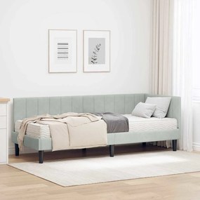 vidaXL Κρεβάτι Γωνίας με στρώμα Ανοιχτό γκρι 80 x 200 cm Βελούδο