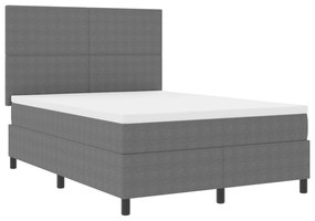 vidaXL Κρεβάτι Box Spring με Στρώμα Γκρι 140x200 εκ. Ύφασμα Καναπέ