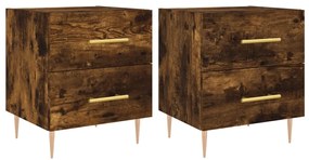 vidaXL Κομοδίνα 2 τεμ. Καπνιστή Δρυς 40 x 35 x 47,5 εκ. Επεξεργ. Ξύλο