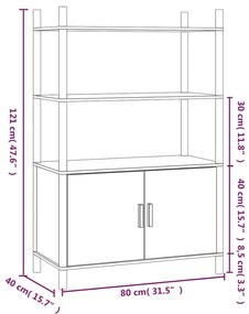 vidaXL Ντουλάπι Μαύρο 80 x 40 x 121 εκ. από Επεξεργασμένο Ξύλο