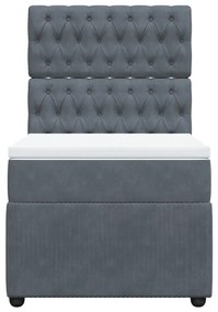 vidaXL Κρεβάτι Boxspring με Στρώμα Σκούρο Γκρι 90x190 εκ. Βελούδινο