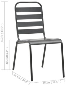 vidaXL Καρέκλες Εξωτερικού Χώρου με Λωρίδες 4 τεμ. Σκ. Γκρι Ατσάλινες