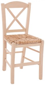 Traditional chair with straw crossed unpainted