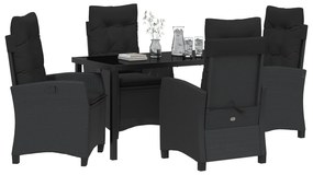 vidaXL Σετ Εξωτερικής Καθιστικής Ζωής 5 Τεμαχίων  με Μαξιλάρια - Μαύρο Πολυ Ράτανα
