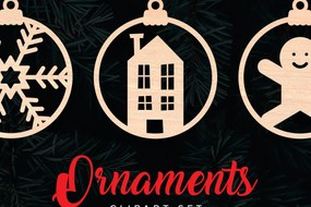 Σετ των 3 Intra απο ξύλο plywood 3mm-4mm πάχος Χριστουγεννιάτικα στολίδια Clipart Δίασταση 8x8 cm INTRAFABR-6076836