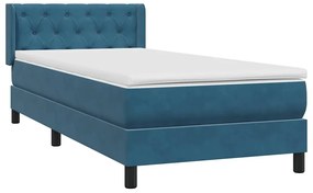 vidaXL Box Spring κρεβάτι με στρώμα σκούρο μπλε 80x210 εκ. Βελούδινο