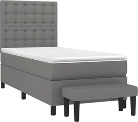 vidaXL Κρεβάτι Boxspring με Στρώμα Σκούρο Γκρι 90x200 εκ. Υφασμάτινο