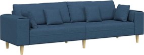 vidaXL Καναπές με μαξιλάρι Μπλε 250 x 77 x 76 εκ. ύφασμα