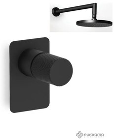 Eurorama Black Matt Ανακλινόμενη Κεφαλή Ø20εκ +Μίκτης εντοιχισμού 1 εξόδου