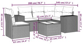 Σετ Καναπέ Κήπου 6 τεμ. Μπεζ Συνθετικό Ρατάν με Μαξιλάρια - Μπεζ
