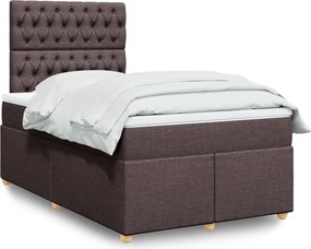 vidaXL Κρεβάτι Boxspring με Στρώμα Σκούρο Καφέ 120x190 εκ Υφασμάτινο