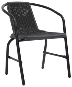 Καρέκλες Κήπου 6 τεμ. 110 κιλά από Πλαστικό Ρατάν &amp; Ατσάλι - Μαύρο