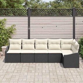 vidaXL Σετ Καναπέ Κήπου 6 pcs Μαύρο και Λευκό συνθετικό ρατάν