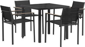 vidaXL Σετ Εξωτερικών Επίπλων 5 τμχ. Μαύρο και Ανθρακί Textilene