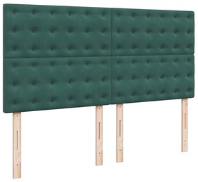 Κρεβάτι Boxspring με Στρώμα Σκούρο Πράσινο 180x200εκ. Βελούδινο - Πράσινο