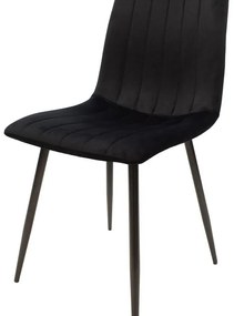Καρέκλα Τραπεζαρίας Noor σε Μαύρο Βελούδο και Μεταλλικό πόδι 44x53x86εκ. 4αδα 44x53x86 εκ.