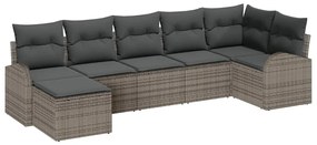 vidaXL Σετ Καναπέ Κήπου με μαξιλάρι 7 pcs Γκρι Πολυ ράταν