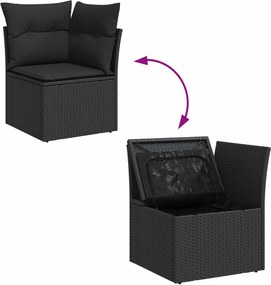 vidaXL Σετ Καναπέ Κήπου 9 τμχ. Μαύρο συνθετικό ρατάν