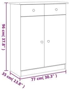 Παπουτσοθήκη ALTA Λευκή 77 x 35 x 96 εκ. από Μασίφ Ξύλο Πεύκου - Λευκό