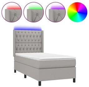 ΚΡΕΒΑΤΙ BOXSPRING ΜΕ ΣΤΡΩΜΑ &amp; LED ΑΝ.ΓΚΡΙ 90X200 ΕΚ. ΥΦΑΣΜΑΤΙΝΟ 3138525