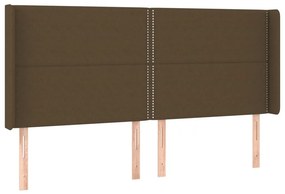 vidaXL Κρεβάτι Boxspring με Στρώμα &amp; LED Σκ.Καφέ 180x200εκ. Υφασμάτινο