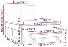 Κρεβάτι Boxspring με Στρώμα Γκρι 140x190εκ. από Συνθετικό Δέρμα - Γκρι