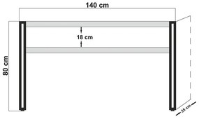 Κονσόλα PWF-0241 pakoworld χρώμα πεύκου-μαύρο 140x35x80εκ (1 τεμάχια)