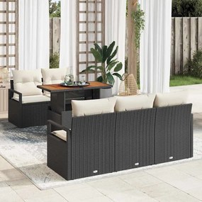 vidaXL Σετ Καναπέ Κήπου με μαξιλάρι 6 pcs Μαύρο και κρεμ