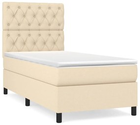 vidaXL Κρεβάτι Boxspring με Στρώμα Κρεμ 80 x 200 εκ. Υφασμάτινο