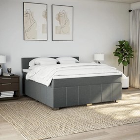 vidaXL Κρεβάτι Boxspring με Στρώμα Σκούρο Γκρι 180x200 εκ Υφασμάτιν