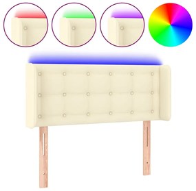 vidaXL Κεφαλάρι Κρεβατιού LED Κρεμ 83x16x78/88 εκ. Συνθετ. Δέρμα