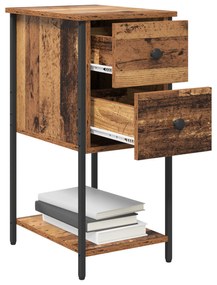 vidaXL Κομοδίνο με συρτάρι 2 pcs Παλαιό ξύλο 32 x 42 x 70 εκ
