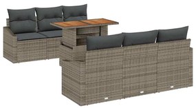 vidaXL Σετ Καναπέ Κήπου με αποθήκευση 7 pcs Γκρι Πολυ ράταν