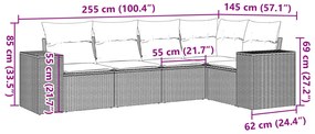 vidaXL Σετ Καναπέ Κήπου 5 τεμ. Μπεζ Συνθετικό Ρατάν με Μαξιλάρι