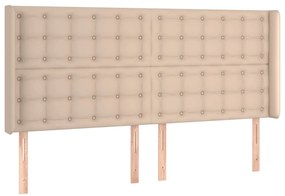 vidaXL Κρεβάτι Boxspring Στρώμα&amp;LED Καπουτσίνο 200x200 εκ. Συνθ. Δέρμα