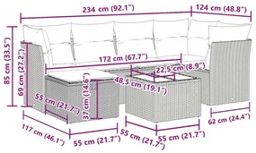 Σαλόνι Κήπου Σετ 7 τεμ. Μπεζ Συνθετικό Ρατάν με Μαξιλάρια - Μπεζ