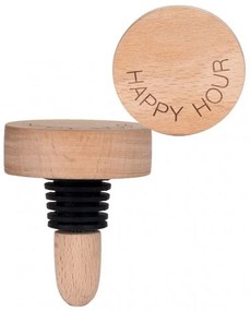 Πώμα Φιάλης Happy Hour LBTRD0016090 Φ4,5x5,7cm Natural-Black Raeder Silicon,Metal,Wood