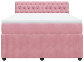 vidaXL Κρεβάτι Boxspring με Στρώμα Ροζ 140x190 εκ. Βελούδινο